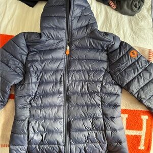 SAVE THE DUCK Blue Puffer Jacket with Hood and Quilted Design